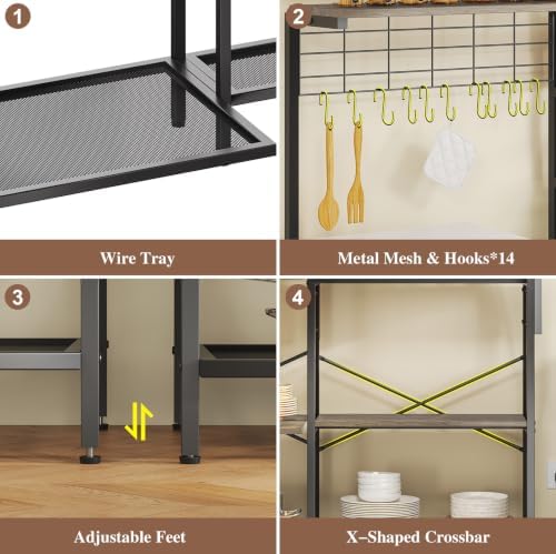 L-Shaped Bakers Rack with Power Outlets
