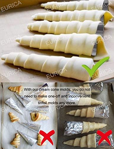 EUICAE Cream Horn Molds 5-inch Large Size Cream Horn Forms Pack of 16