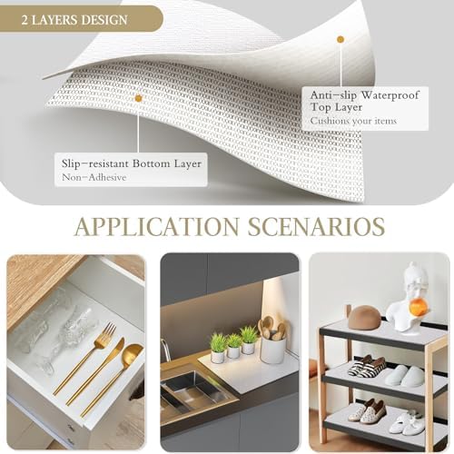 Beautysaid Shelf and Drawer Liner for Kitchen Cabinet Non Adhesive Non