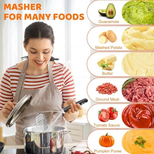Potato Masher Set of 2 Pieces, 10.25-Inch Stainless Steel Wire Mashed