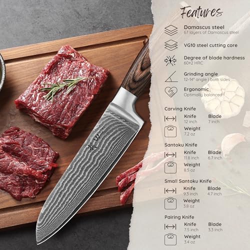 Wakoli EDIB 4-Piece Damascus Kitchen Knife Set