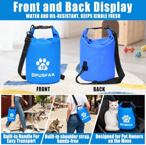 Pet Food Storage Bag with Bowl (64 Cup) - Zip Roll Top Dog Food Travel