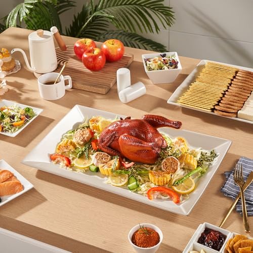 18" x 12" Large Serving Platters Set of 2, Porcelain Serving Trays