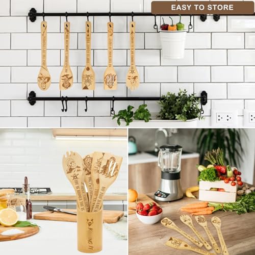 6Pcs Horror Movie Character Cooking Gift Set Wooden Spoons Utensils