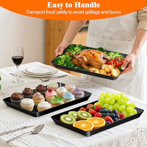 SpaceTrove 6-Pack Serving Tray Set, Reusable Plastic Serving Platter