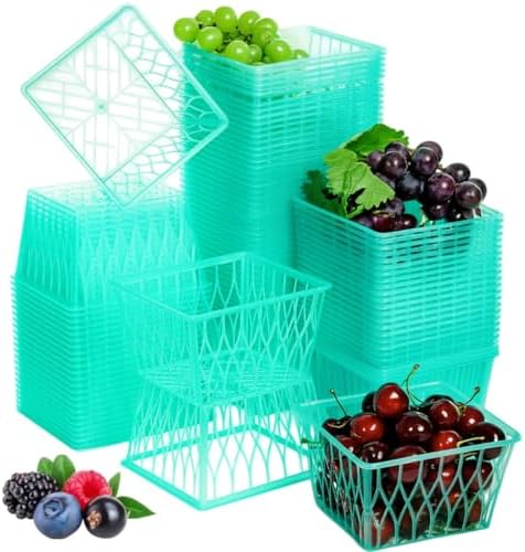 ZAVOOS 100 Pack Pint Size Plastic Berry Baskets with Open Weave