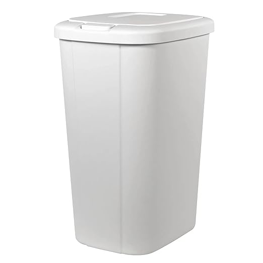 Solid Color 13.3 Gal Touch Top Plastic Trash Can, Spring Loaded Lid Garbage Bin by Unknown