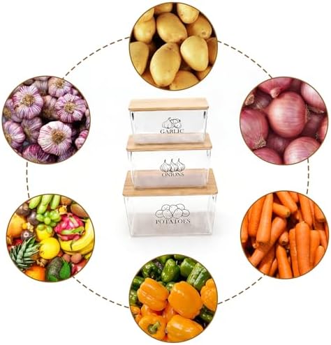 3 Pack Onion and Garlic Potato Storage Baskets,Stackable Vegetable