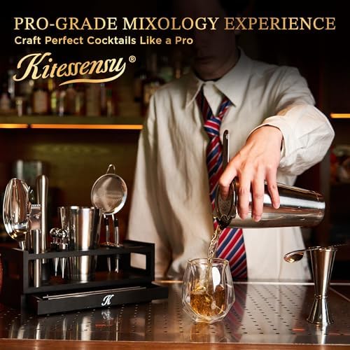Kitessensu 25-PC Professional Bartender Kit, Bar Tool with Drawer