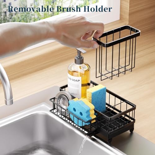 Consumest Sponge Holder for Kitchen Sink, Black
