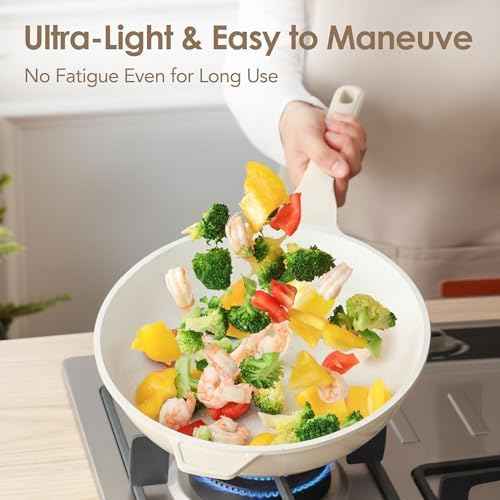 SENSARTE Nonstick Ceramic Wok Pan with Lid, 11Inch Non Toxic Stir-fry Pan