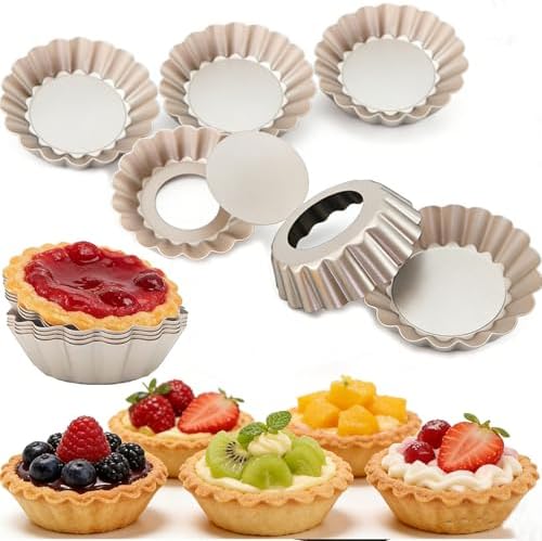 DATANYA Mini Tart Pans Removable Bottom 3 Inch, Carbon Steel Nonstick