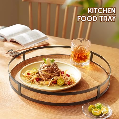 Defined Deco 12in Decorative Tray-Round Serving Tray with Metal