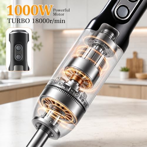Immersion Blender Handheld, Stainless Steel Stick Blender with Food