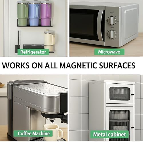 3 Pack Magnetic Cup Holder for Fridge, Water Bottle Tumbler Organizer