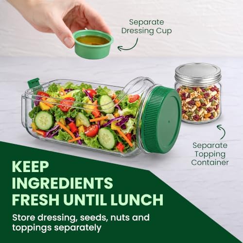 Salad Jar with Side Opening Kit, 24 oz Salad Pod for Meal Prep with