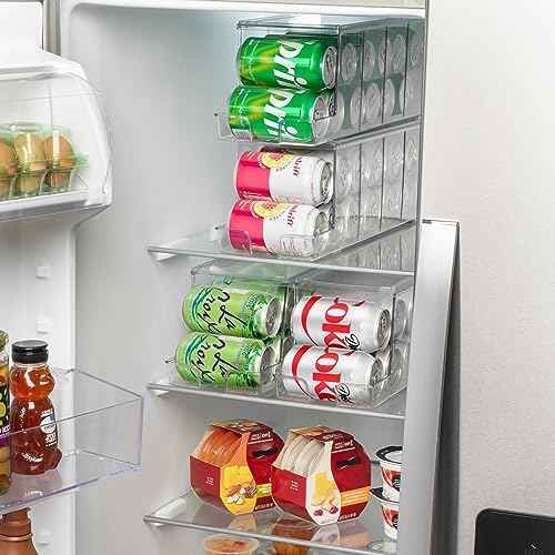 ClearSpace Soda Can Organizer Dispenser for Refrigerator, 12 Can, 4 Pack