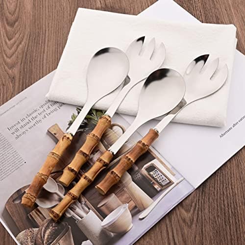 Serving Spoon and Fork Set, 304 Stainless Steel Serving Utensils with