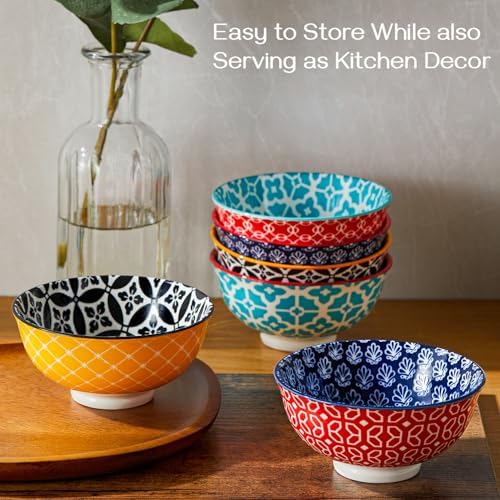 DOWAN 10 oz Small Bowls Set of 6 - Ceramic Ice Cream Bowls, Small