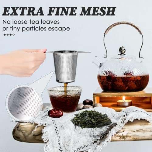 Extra Fine 18/8 Stainless Steel Tea Infuser Mesh Strainer with Large