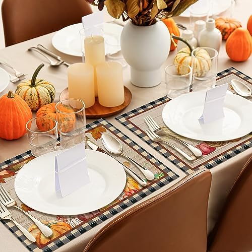 Uiifan 6 Pcs Rustic Fall Placemats, 12x18 Inch Harvest Table Mats