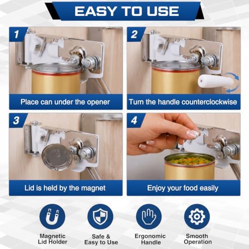 2 Pcs Wall Mount Can Opener with Magnet Under Cabinet Manual Can