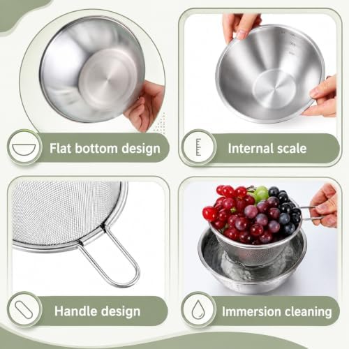 Mini Colander Food Strainer, Mixing Strainer Bowl with Scale