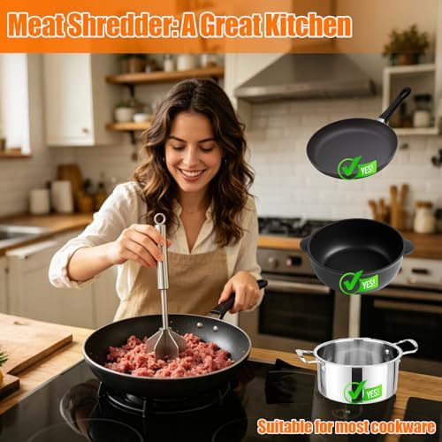 Meat Masher, 304 Stainless Steel 6 Blade Ground Beef Chopper Tool