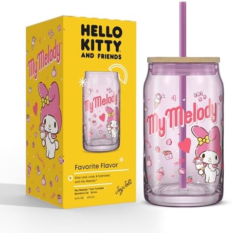 JoyJolt Sanrio Hello Kitty and Friends Favorite Flavor Glass Tumbler
