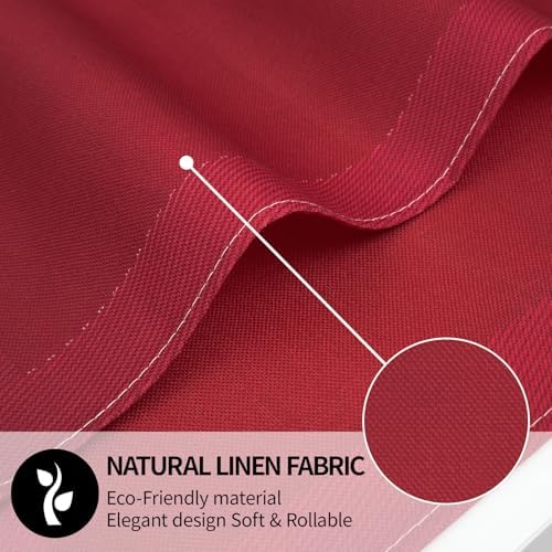 Red Placemats Set of 4, 12x18 Inch Faux Linen Table Mats