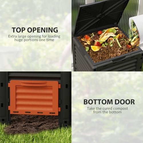 Outsunny Garden Compost Bin, 80 Gallon, Orange