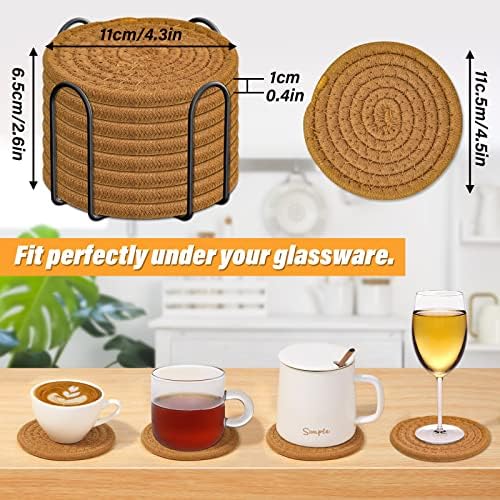 Mckanti 8 Pcs Drink Coasters with Holder, Absorbent Coasters for