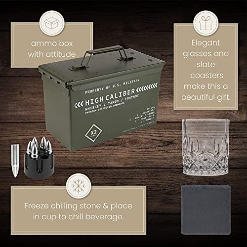 Titan LSO Whiskey Glasses and Stones in Unique Tactical Box Display