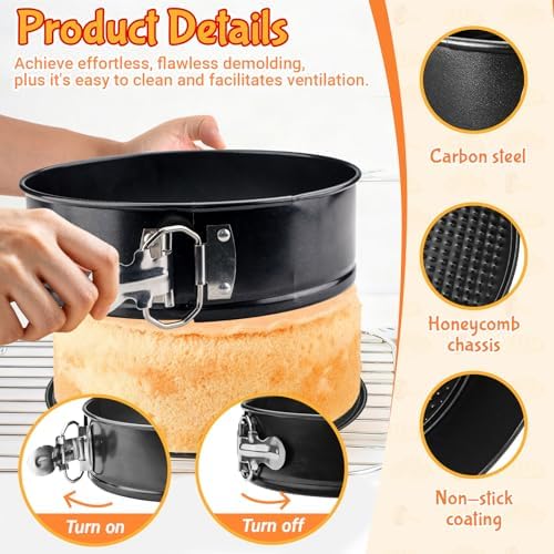 LELE LIFE 2 Pack 10in/26cm Springform Pan, Nonstick with Removable