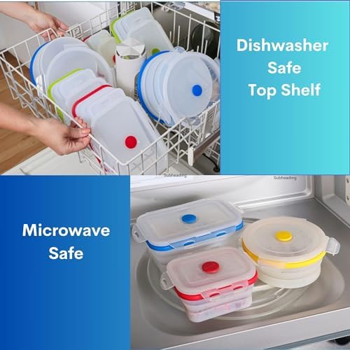 ECOBERI Collapsible Food Storage Containers with Lids, 5 Piece, 12-40