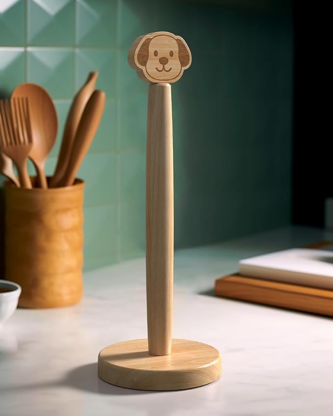 KitchLife Cute Wooden Paper Towel Holder Countertop by OverDoorHooksKitchenSupplies
