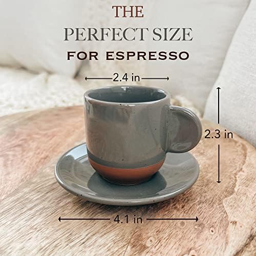 Mora Ceramic Mini Espresso Cups Set of 4, 3oz - Tiny Italian Inspired