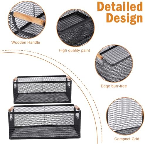 Potato and Onion Storage Baskets with Wood Handles, 2-Set Metal Mesh