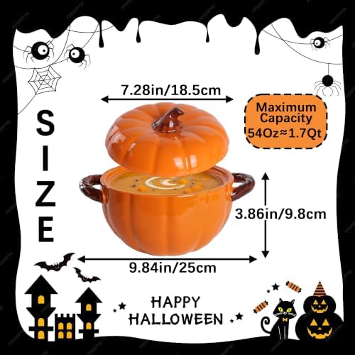 Pumpkin Dutch Oven Pot With Lid -1.7QT Ceramic Casserole Dish With Lid