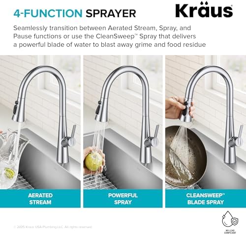 KRAUS 17 in Stainless Steel Pull Down Kitchen Faucet