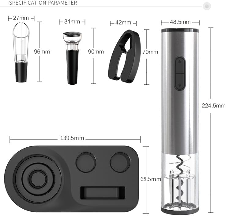 PEIPU Electric Wine Opener Set, Battery Operated 5-in-1 Wine Gifts for