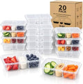 HI-REEKE 8 OZ New 3 Compartment Snack Containers, 20 Sets Bigger
