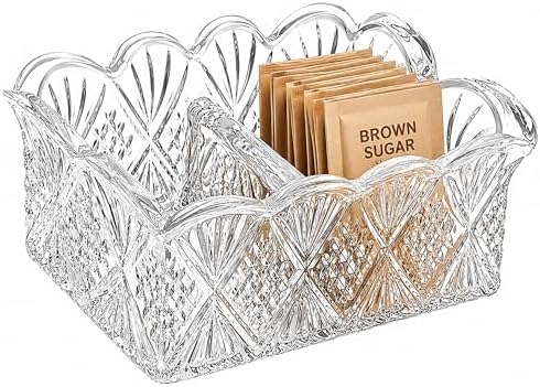 Godinger Crystal Sugar Packet Holder, Tea Bag and Sweetener Caddy