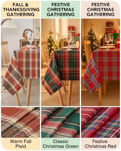 Fall & Thanksgiving Tablecloth Rectangular, Tartan Plaid, 60"x84"