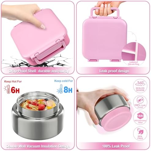 Kids Bento Lunch Box with 9oz Soup Thermo Leakproof Lunch Food
