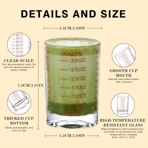 GLASKEY 2 Pack Shot Glass Measuring Cup Set,3 oz/90ml Liquid Heavy