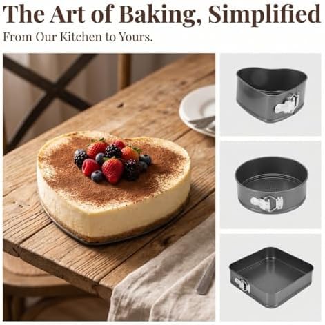 Cake Pan Set - Carbon Steel Nonstick Round Heart Square Shapes Baking