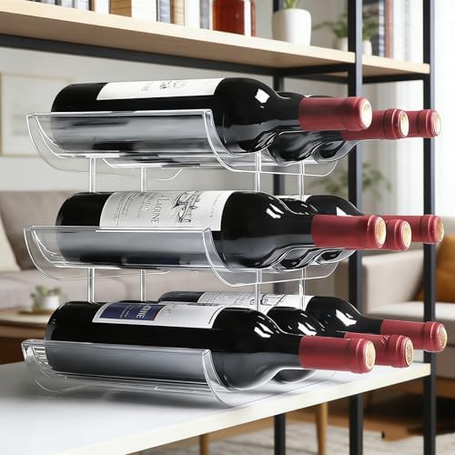 3-Tier Wine Rack, 9 Bottle Wine Holder Storage Organizer, Countertop