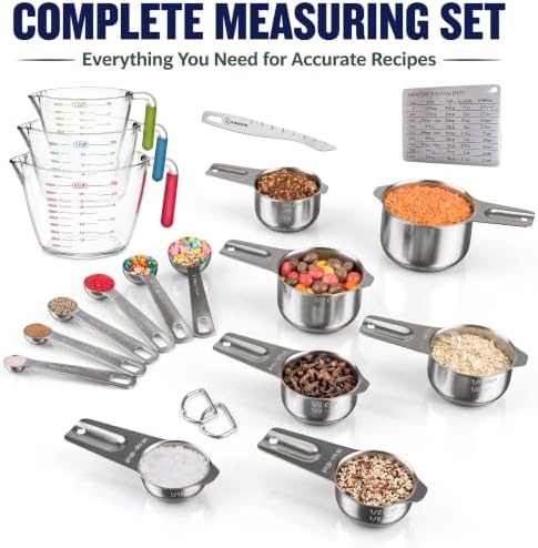 AIKEXIN Stainless Steel Measuring Cups & Spoons Set, Precision Baking
