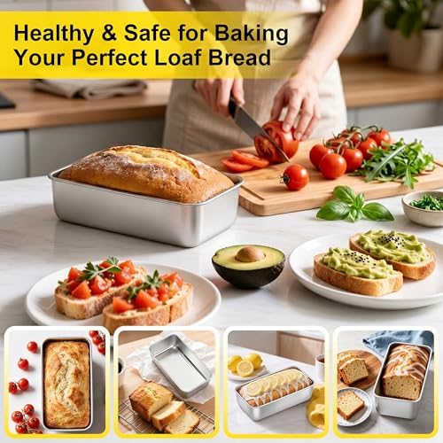 Homikit Stainless Steel Quarter Sheet Pan with Loaf Pan Set of 6